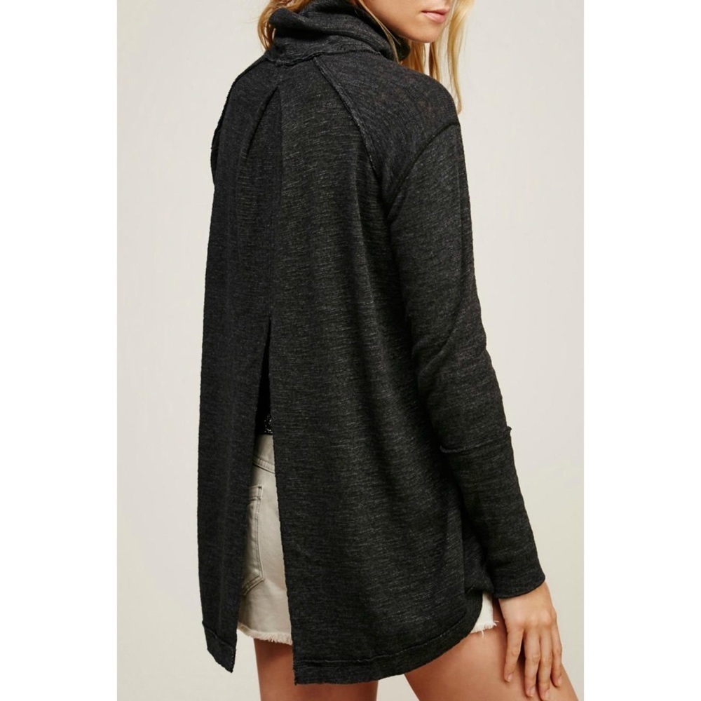 Free People split back high-low turtleneck top